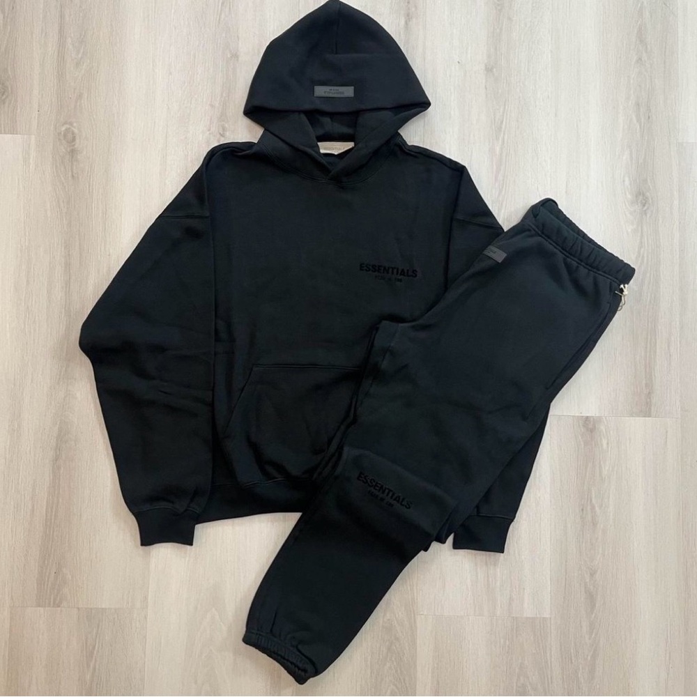 Essentials Jet Black Hoodie and Sweatpants